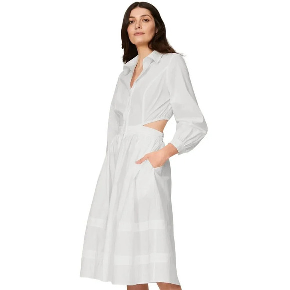 Toccin Cutout Shirtdress in White 4 Womens Aline Fit and Flare - Picture 2 of 13